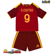 Camisa de Futebol AS Roma Santiago Castro #9 Equipamento Principal Infantil 2026-27 Manga Curta (+ Calças curtas)